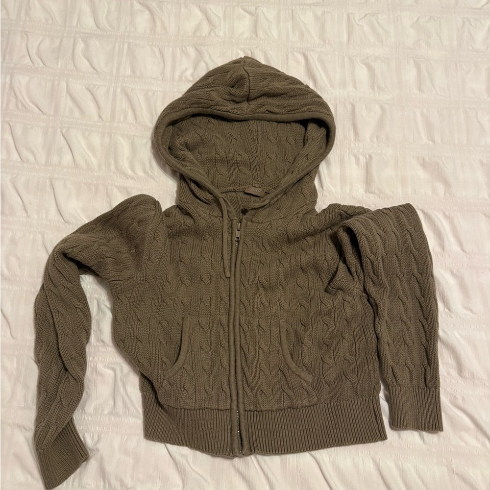 Brandy Melville Brown Zip-Up Hoodie Sweatshirt